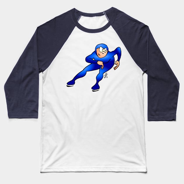 Speed skater Baseball T-Shirt by Cardvibes